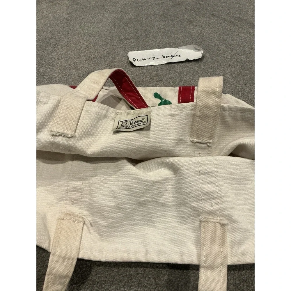 LL Bean Boat & Tote Hand Print Design Canvas Bag Finger Paint 23